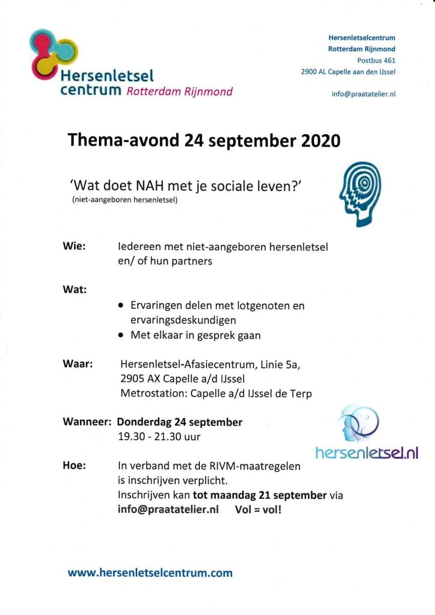 Thema-avond: Wat doet NAH met je sociale leven?