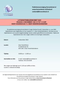 2 december lotgenotenbijeenkomst NAH in ‘s-Heer Hendrikskinderen
