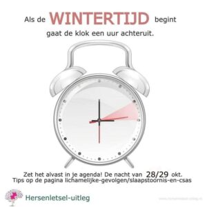 Aankomend weekend WINTERTIJD